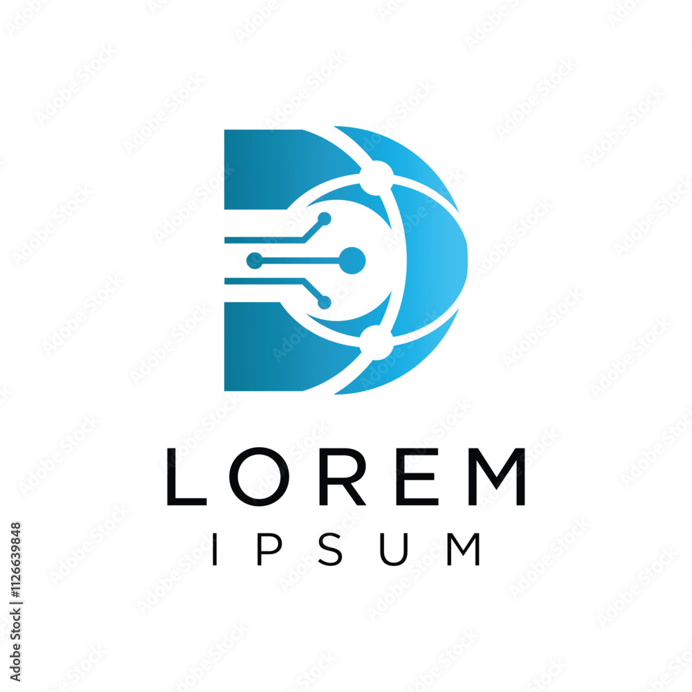 Poster minimalist data letter d gradient color, application technology