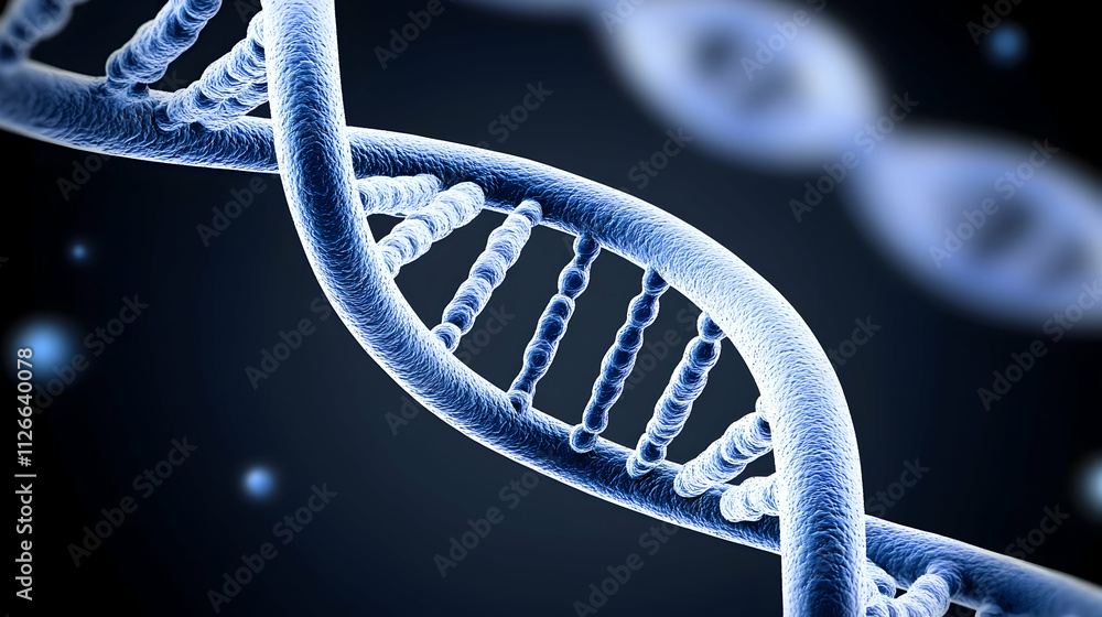 Aufkleber microscopic view of a dna strand, showcasing its double helix structure in detailed 3d rendering. id