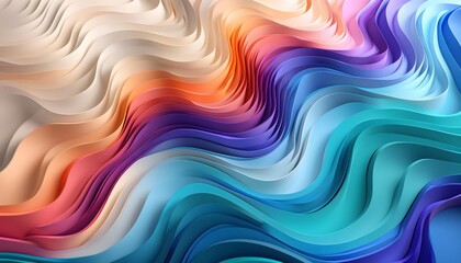 Obraz premium Colorful abstract waves in flowing layers, vibrant digital art, ideal for creative designs