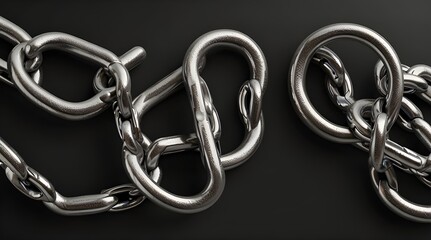 Stainless steel chain isolated on transparent.generative.ai 