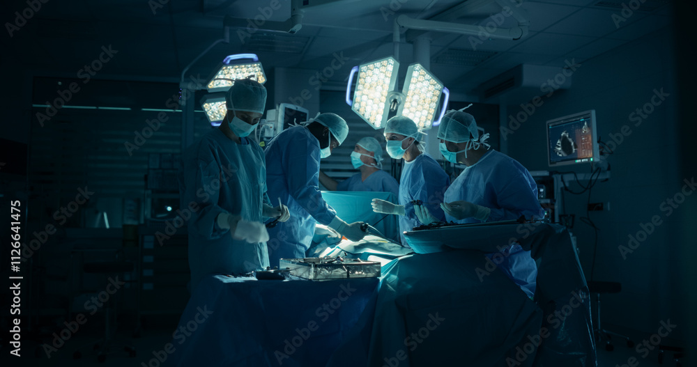 Poster surgeons and assistants maintain steady hands and clear communication as they continue the delicate 