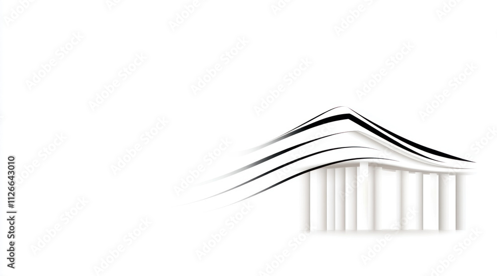 Poster this minimalist vector design features flowing lines and geometric shapes in black and white, symbol