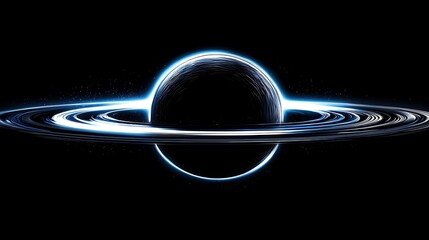 Black hole with accretion disk glowing bright blue.