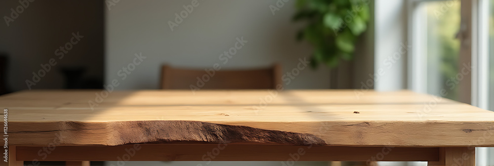 Poster A real wood table top is used as a textured element in room interior designs for key visuals and product displays._00001_