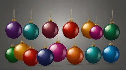 Set of colored Christmas balls isolated.generative.ai 