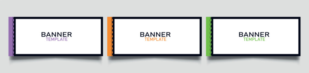 Banner template design collection, Modern Banner Templates Set with Colorful Designs, Header, landing page web design elements, abstract web banner design template.
