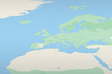 Luxembourg highlighted on a detailed map, geographic location of Luxembourg.