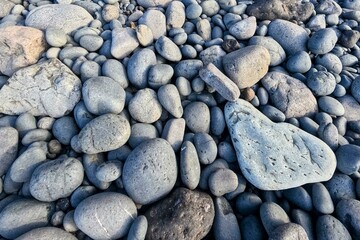 Smooth Gray Pebbles with Natural Volcanic Texture II
