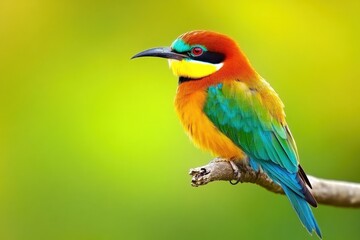 Obraz premium colorful bird perched on a branch with vibrant background
