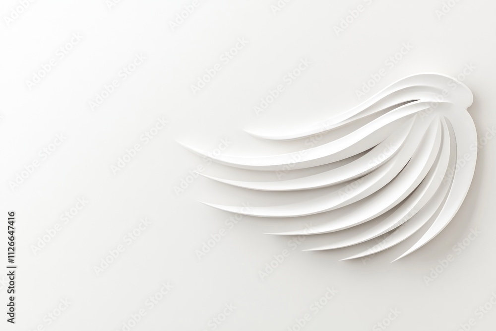 Poster a seamless white installation features flowing curves on a light background, creating a sense of mov