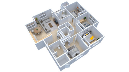 Stylish & Functional 3D Floor Plan for a 4-Bedroom Home