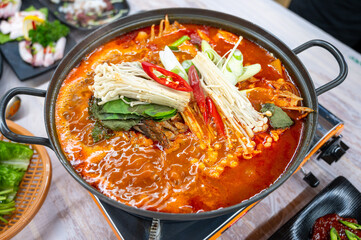 Korean food. fish spicy stew