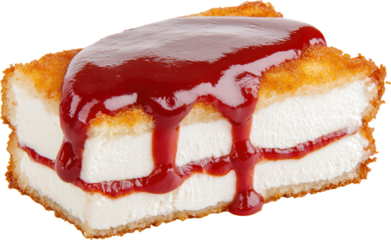 Delicious dessert with crispy coating and sauce