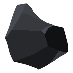 Coal black mineral resources. Pieces of fossil stone. Polygonal shape. Black rock stone of graphite or charcoal. Energy resource charcoal icon