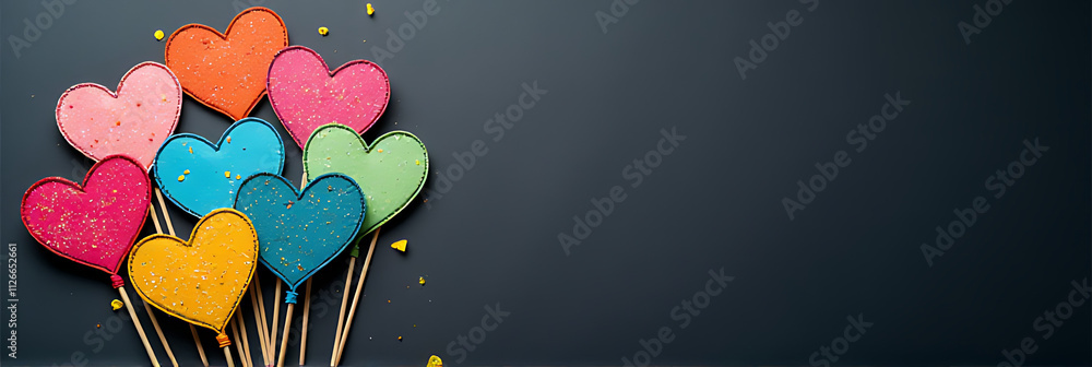 Aufkleber celebrate special occasions with a colorful prop on a dark background featuring a large copy space a
