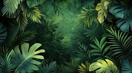 Lush Tropical Jungle Foliage Background