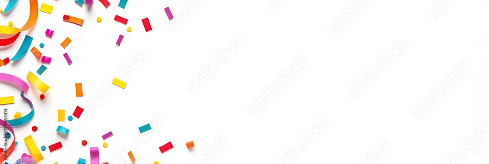 Poster colorful celebration backgrounds feature vibrant confetti and streamers in a flat lay composition ag