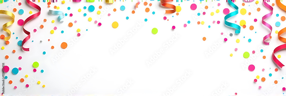Poster colorful celebration backgrounds feature vibrant confetti and streamers in a flat lay composition ag