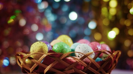 Easter Paschal Eggs Celebration and Colorful Bokeh
