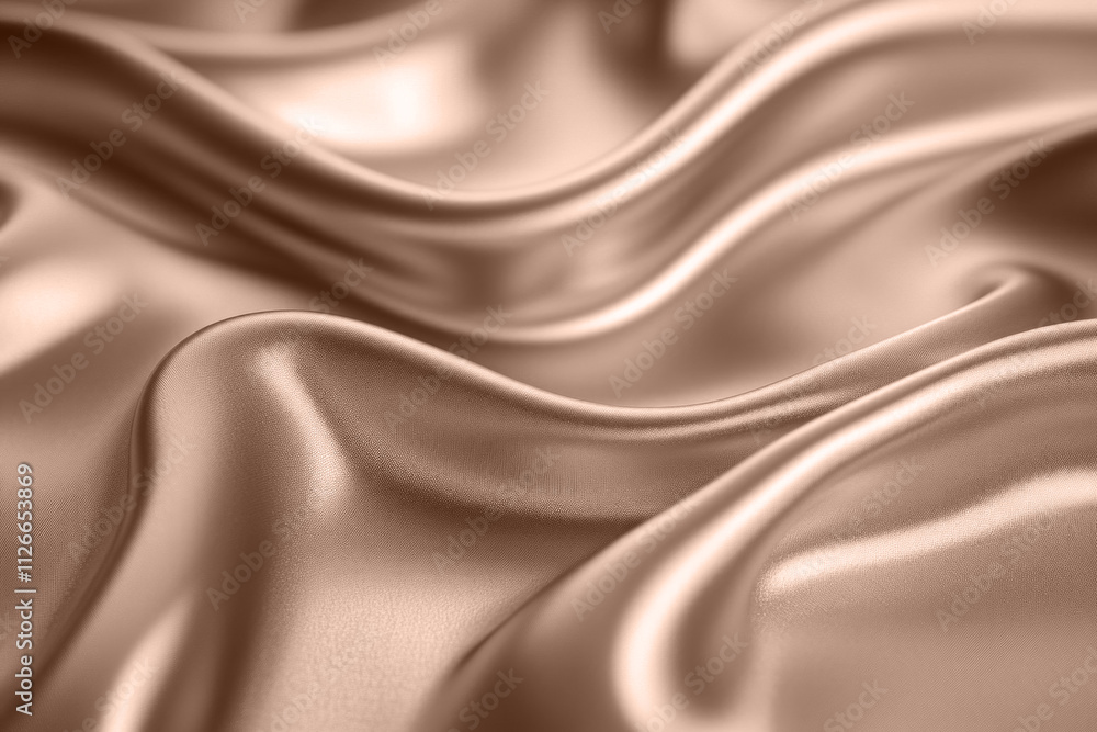 Poster rich mocha mousse fabric showcases delicate light reflections across its luxurious waves, demonstrat