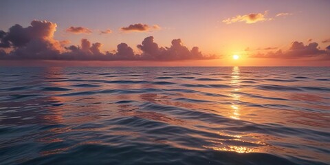 Fototapeta premium Calm ocean waters reflecting the vibrant colors of a Pacific sunset, vibrant colors, coastal radiance