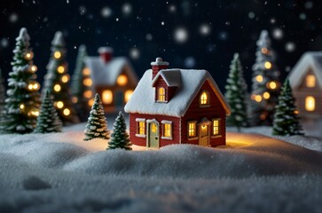 Fototapeta premium christmas house in the snow