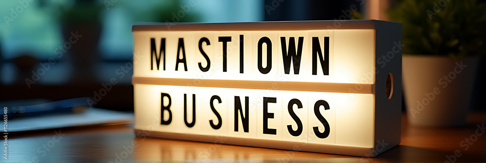 Poster Countdown to achieving business goals in style with a modern light box display featuring inspirational numbers and text on a desk workspace._00002_