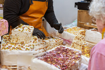 An array of assorted traditional nougat bars
