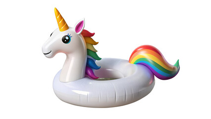 Unicorn Inflatable pool toy isolated on transparent background.