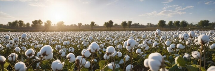 Obraz premium Clean and fresh cotton bolls in a well-maintained field , well maintained field, clean cotton bolls, agriculture