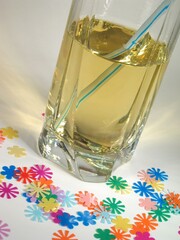 Glass of apple juice background