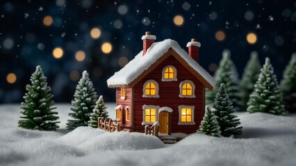 Naklejka premium christmas house in the night