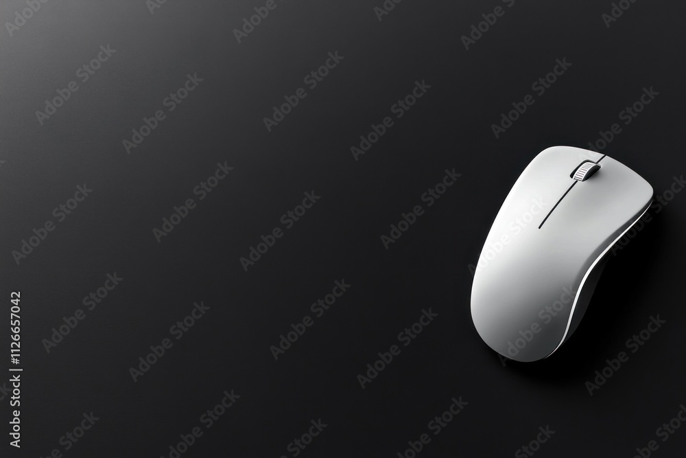 Aufkleber a minimalist icon of a futuristic mouse rests on a smooth black surface. its clean lines and modern 