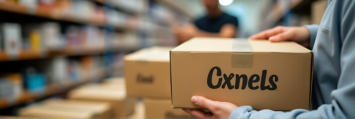 Ecommerce products feature a unique text identifier on each product box for tracking orders in an online marketplace and shop._00002_ - obrazy, fototapety, plakaty