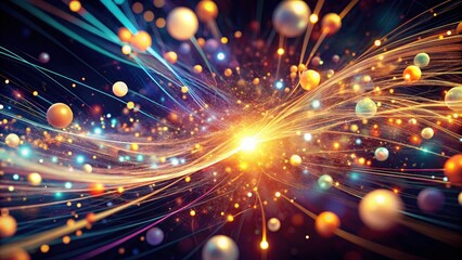 Fototapeta premium Glowing Particle Abstract: Seamless Connectivity & Generative Tech - Vintage Digital Art