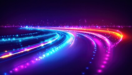 A colorful, swirling line of light with a red and orange stripe