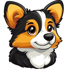 Obraz premium A cute cartoon illustration of a corgi dog with a friendly expression.