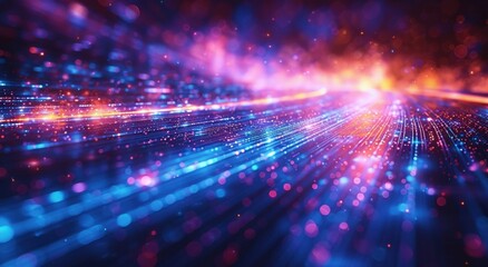 A colorful, swirling line of light with a red and orange stripe
