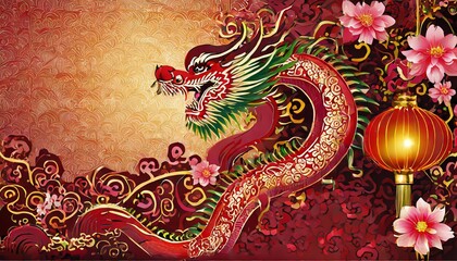 Vibrant Chinese Holiday Background Featuring a Majestic Dragon: Celebrate the Rich Culture and Traditions of China with This Stunning Visual Representation of Festivity and Joy