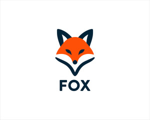 Fox logo design icon symbol vector illustration. Beautiful fox head logo. Colorful fox logo design vector template.