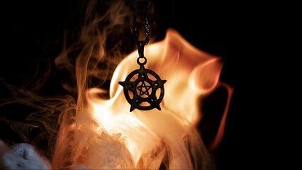 Symbol of Protection Pentagram on Fire