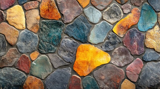 Colorful stone wall texture background.