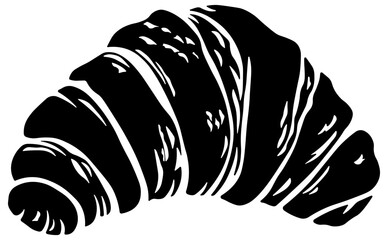 black silhouette of croissant without background