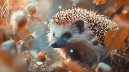 Fototapeta premium Adorable Hedgehog in Natural Habitat Close-Up