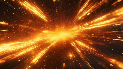 Fototapeta premium Abstract orange light speed explosion. Concept of energy, speed, and the cosmos.