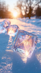 ice cubes on the snow.