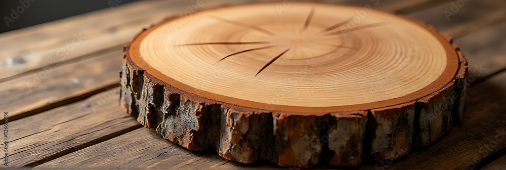 Aufkleber the beautiful texture of a wooden tree stump or chopping board is often used as a backdrop in design