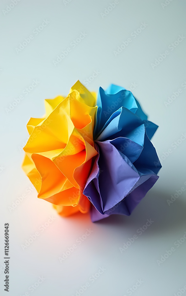 Aufkleber the colorful crumpled paper ball represents both innovative idea and practical solution concepts sim