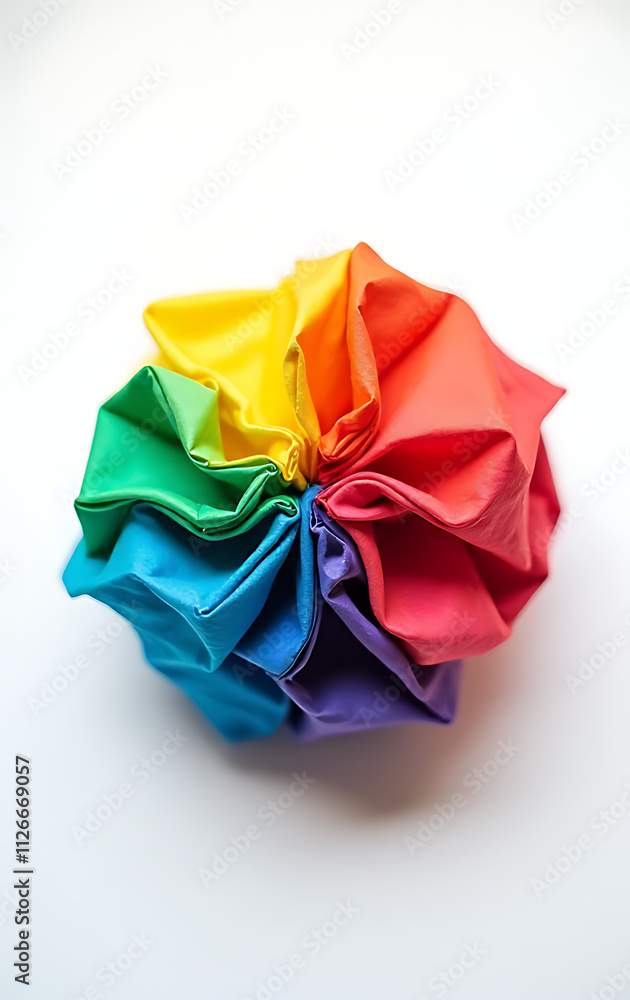 Aufkleber the colorful crumpled paper ball represents both innovative idea and practical solution concepts sim