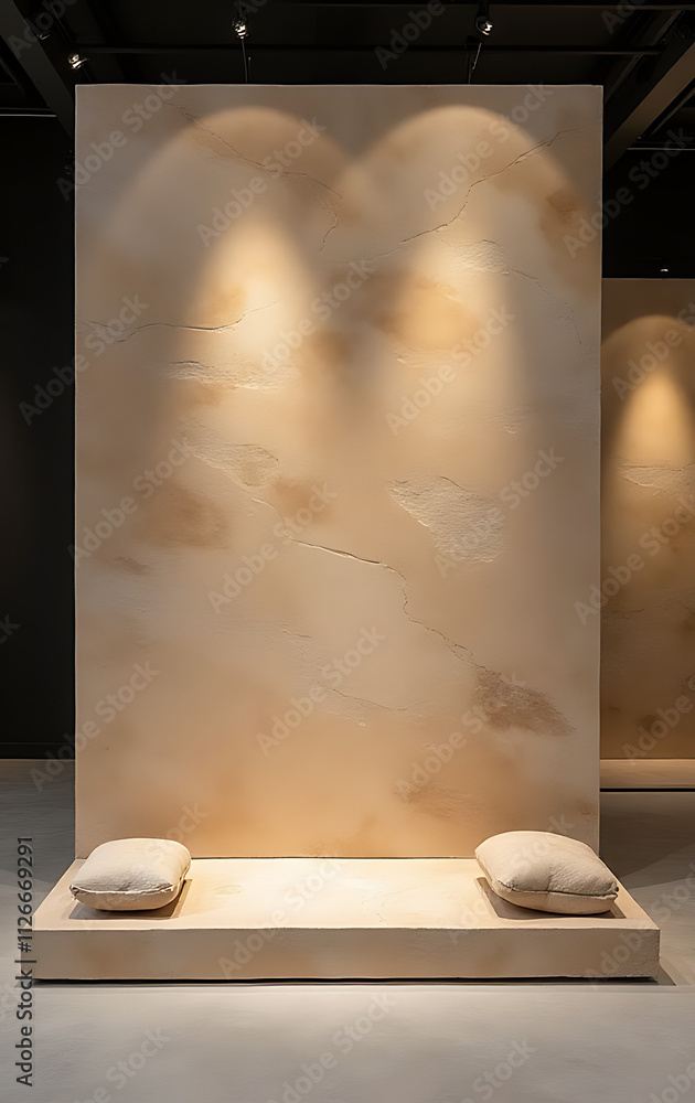 Poster the sandstone top product is showcased as a main focus on a selective display platform for customers